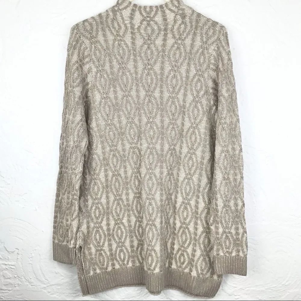 EightEightEight Cream Tan Pattern Cable Knit Sweater NEW - Picture 6 of 11